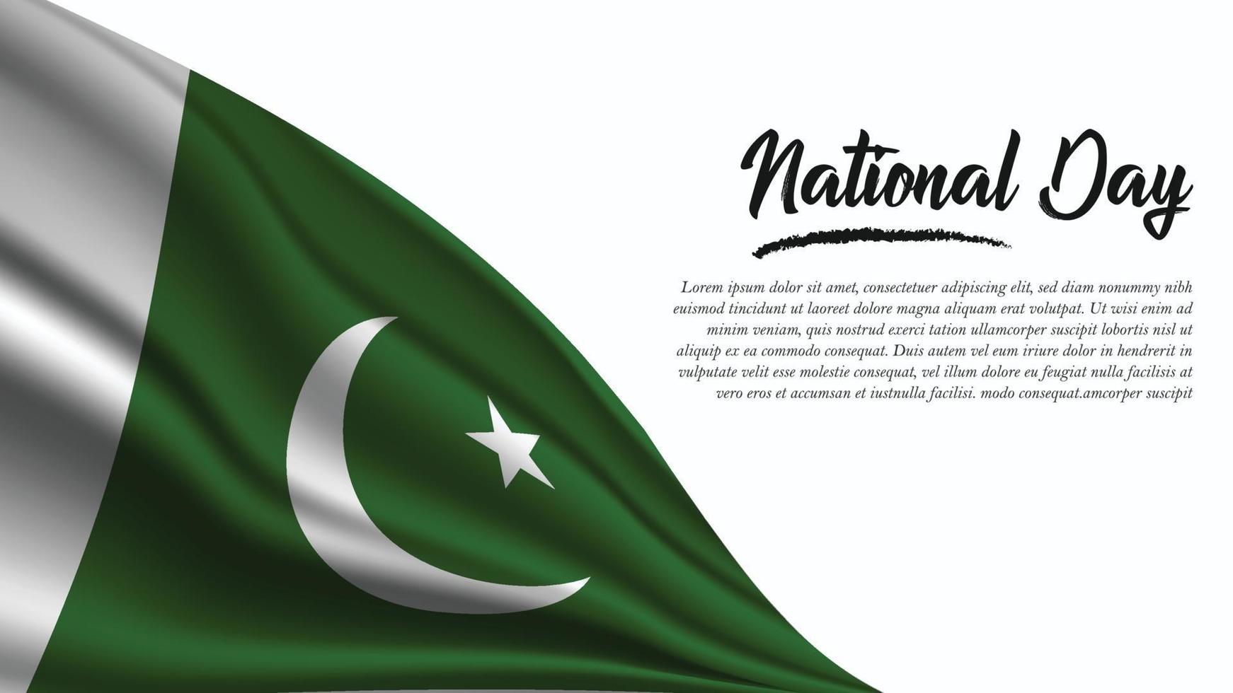 banner do dia nacional com fundo da bandeira do Paquistão vetor