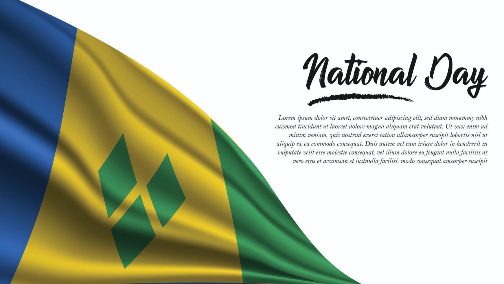 banner do dia nacional com fundo da bandeira de São Vicente e Granadinas vetor