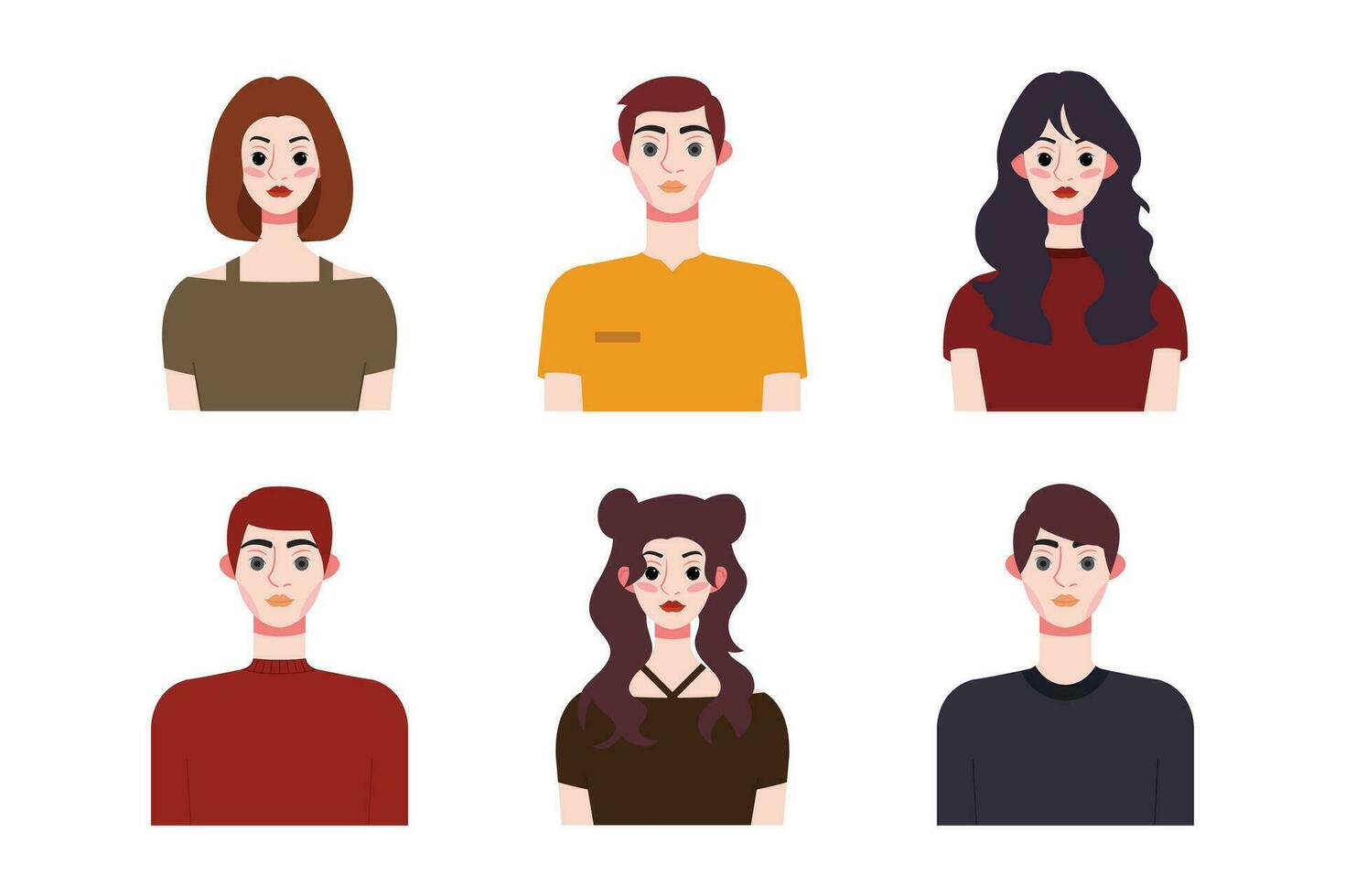 conjunto coleção do pessoas avatar Projeto. personagens para social meios de comunicação e rede, local na rede Internet, aplicativo projeto, desenvolvimento, do utilizador perfil, e do utilizador perfil ícones. vetor ilustração.