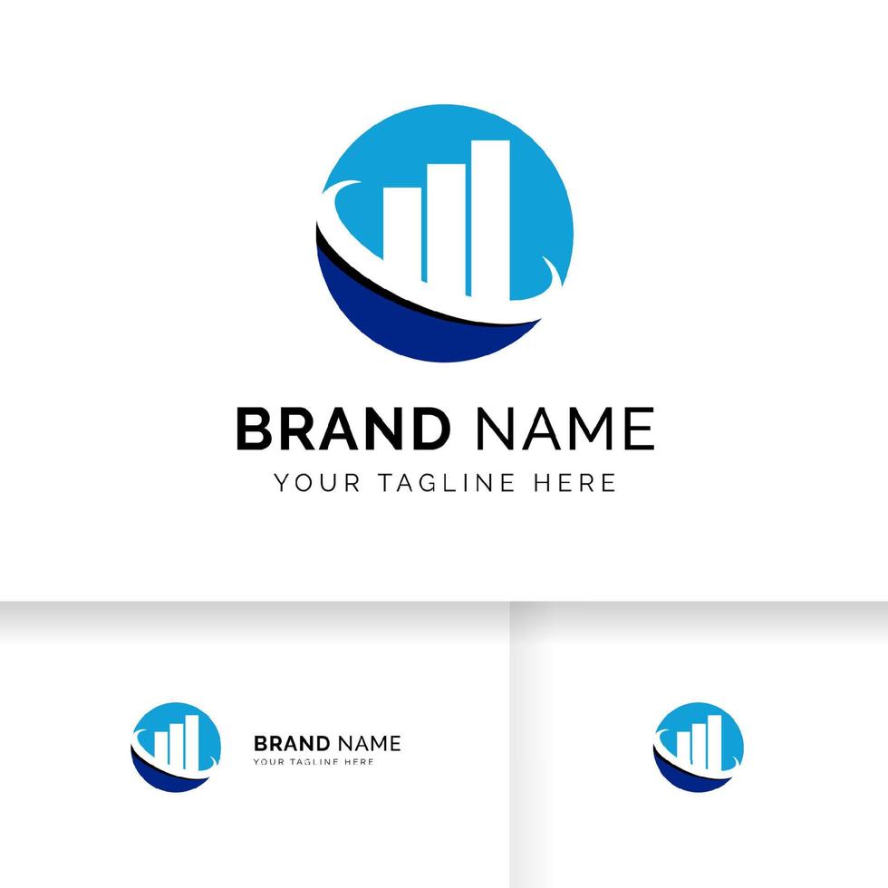 logotipo da empresa com barras e ícone de estoque do gráfico. logotipo da estatística do mercado. vetor