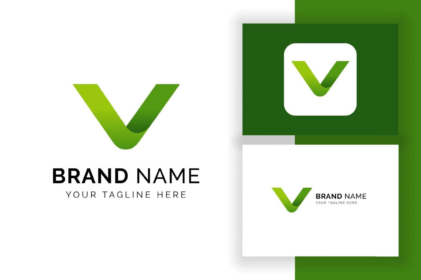 ícone de letra v criativa no estilo de cor verde. logotipo de letras do alfabeto verde de vetor. vetor