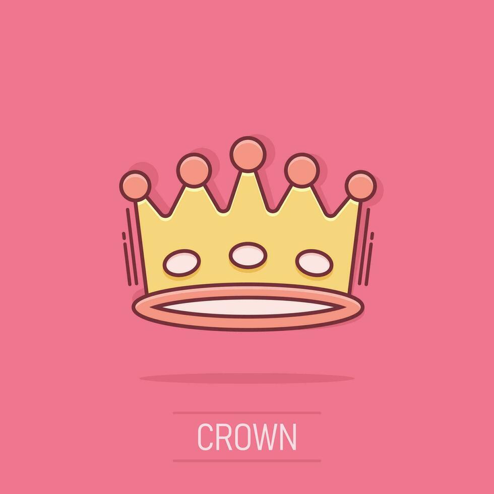 ícone do diadema da coroa dos desenhos animados vetoriais em estilo cômico. pictograma de ilustração de coroa de royalties. rei, conceito de efeito de respingo de negócios de realeza princesa. vetor