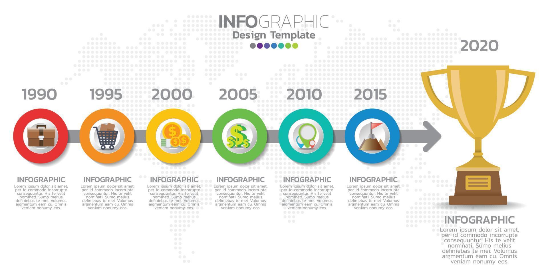 modelo de design de infográfico com 6 opções de cores. vetor