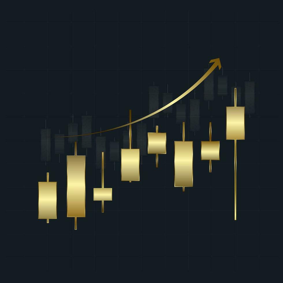 uma luxo, ouro gráfico para estoque mercado gráficos e forex negociação gráfico dentro acima tendência conceito para financeiro investimento ou econômico tendências o negócio ideia, para baixa tendência gráficos vetor