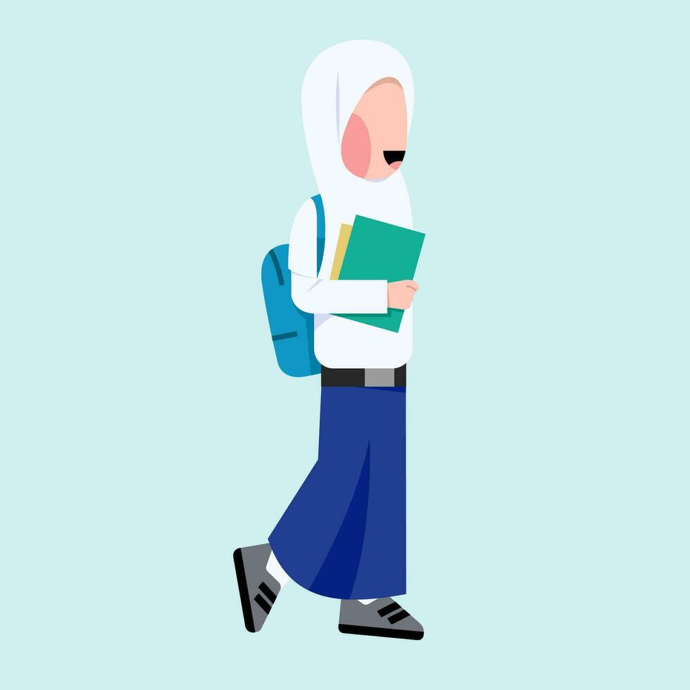 indonésio hijab júnior Alto escola aluna vetor