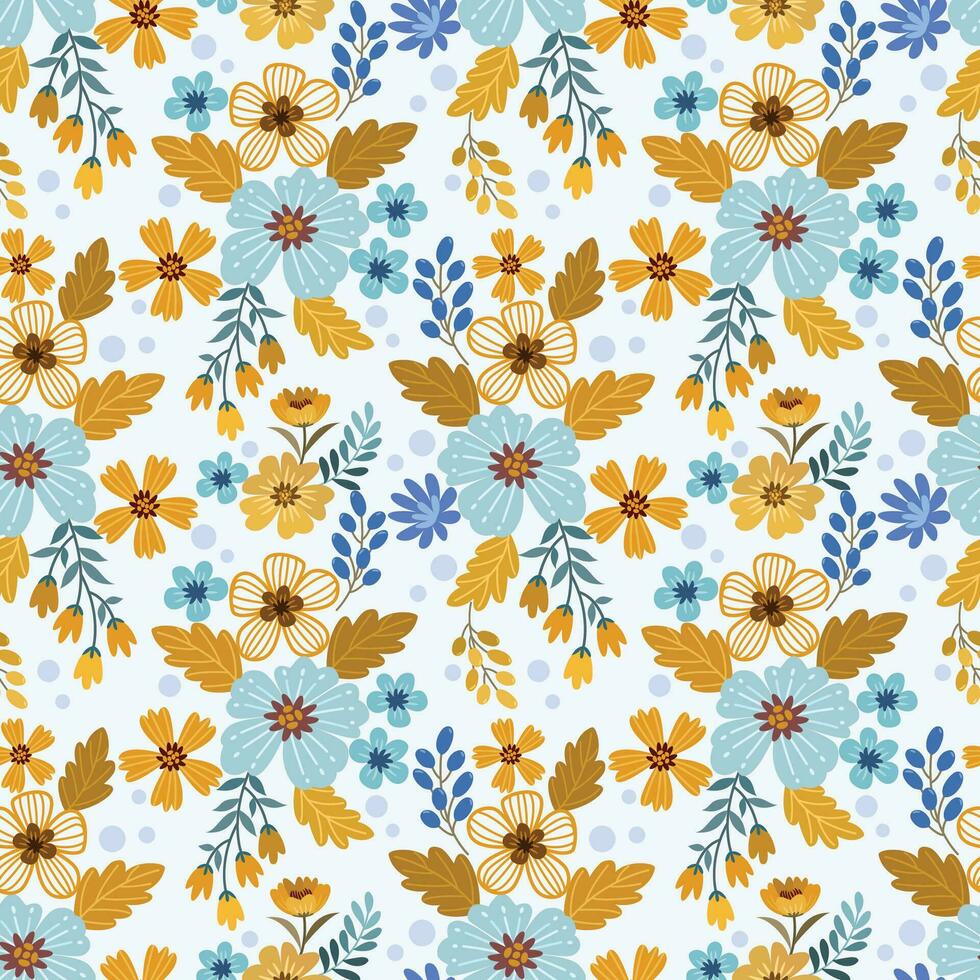fofa pequeno amarelo e azul flores desatado padronizar para tecido têxtil papel de parede. vetor