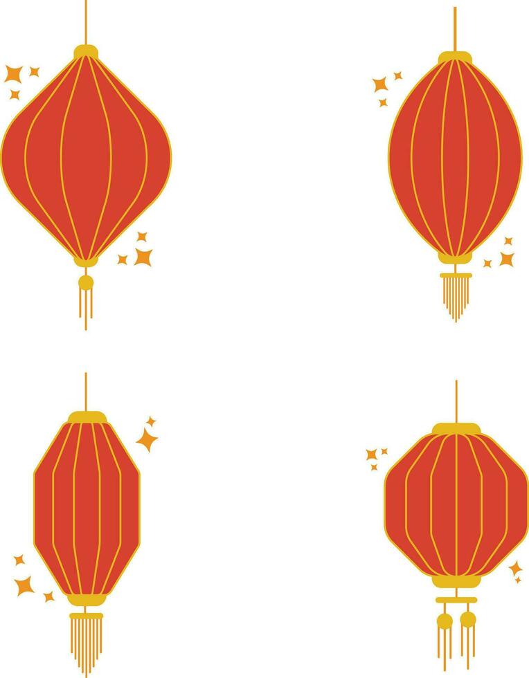 coleção do lanterna chinês Novo ano. com simples forma. vetor ilustração.