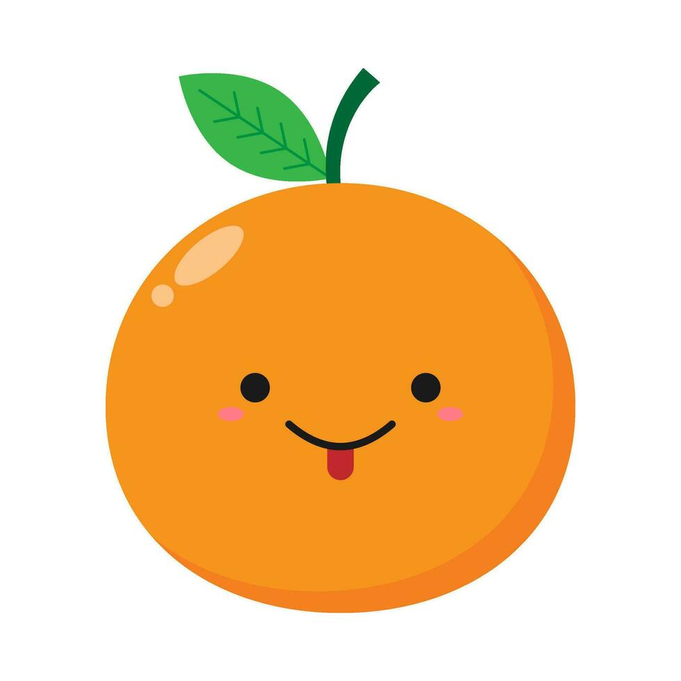 plano ilustração do fofa laranja fruta desenho animado em isolado fundo vetor