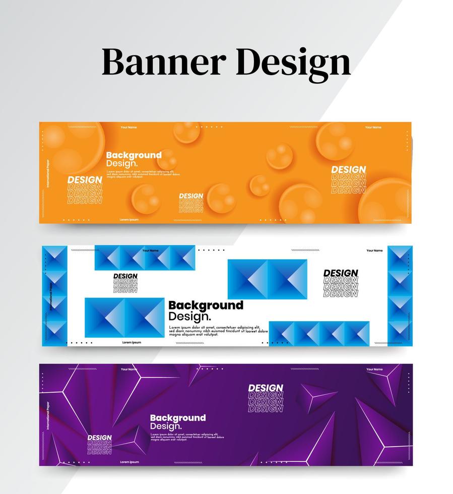 conjunto de modelos de web de design de banner abstrato, banner de web de cabeçalho horizontal. fundo abstrato moderno do cabeçalho da capa para design do site, banner de publicidade de capa de mídia social, panfleto, cartão de convite vetor