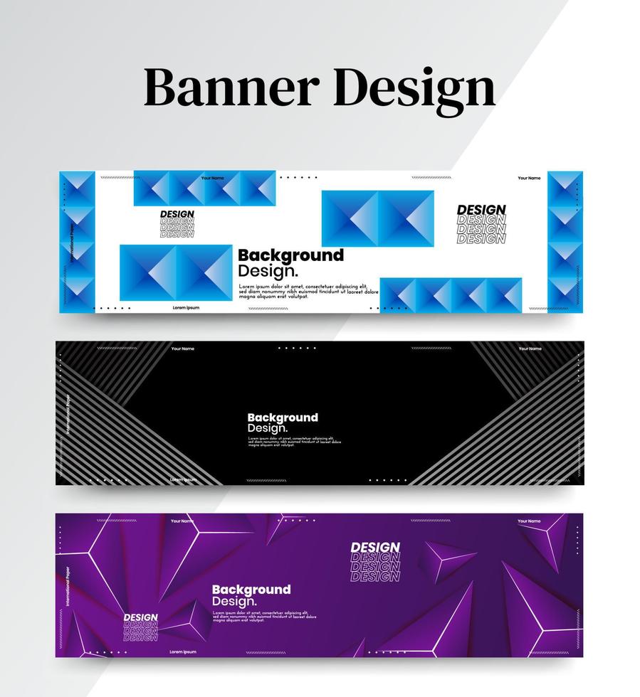 conjunto de modelos de web de design de banner abstrato, banner de web de cabeçalho horizontal. fundo abstrato moderno do cabeçalho da capa para design do site, banner de publicidade de capa de mídia social, panfleto, cartão de convite vetor