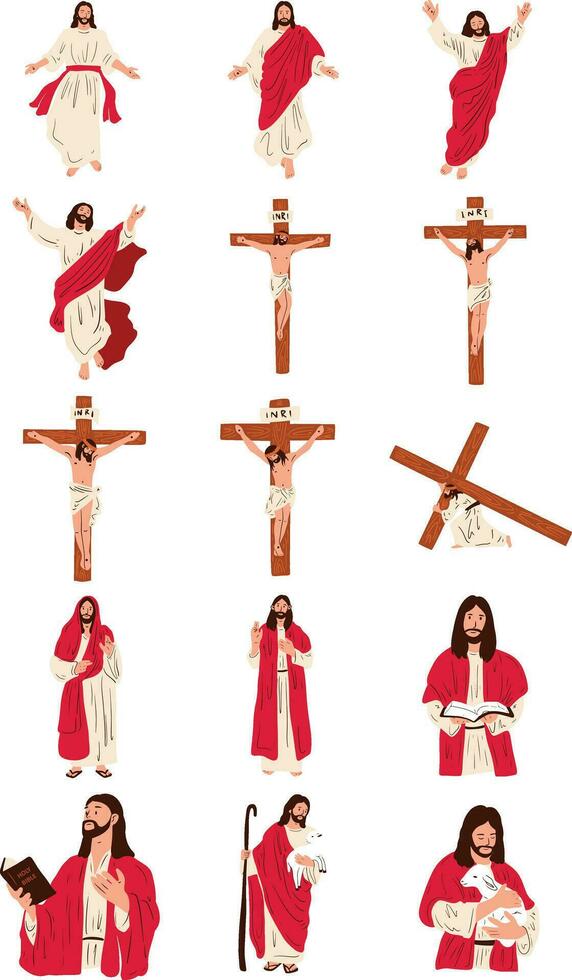 Jesus Cristo ilustração conjunto vetor