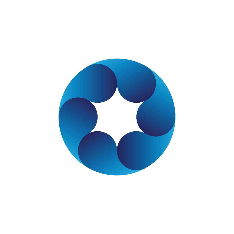 abstrato azul gradiente carta o círculo logotipo vetor
