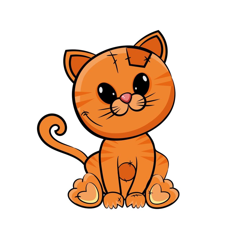 gato listrado vermelho bonito isolado em um fundo branco. ilustração vetorial dos desenhos animados para o dia das bruxas. vetor