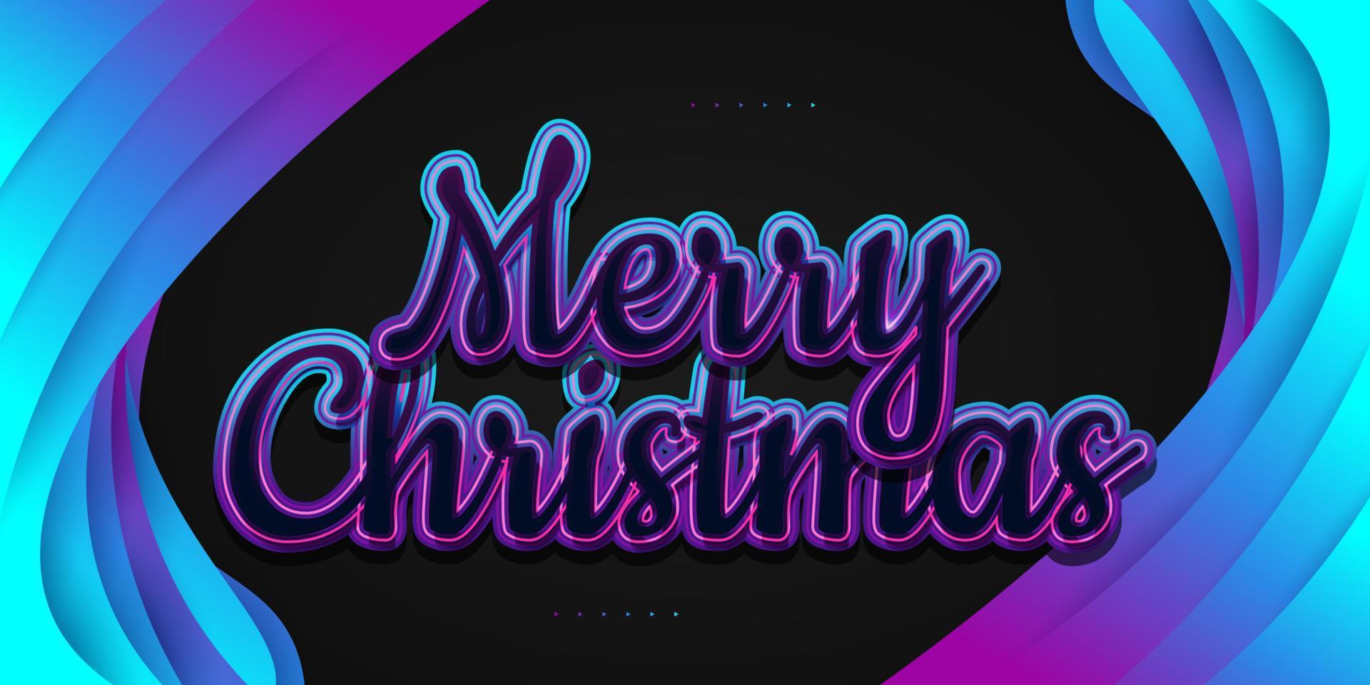 letras de mão de feliz Natal em estilo colorido com efeito brilhante. projeto de natal para banner, cartaz ou cartão comemorativo vetor