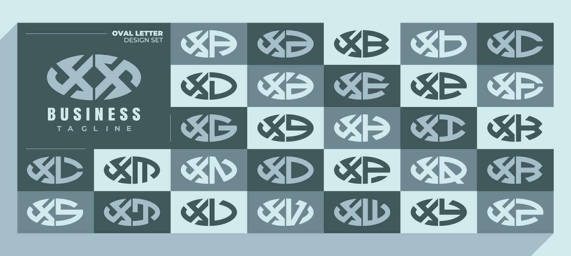 moderno curva elipse carta x xx logotipo Projeto agrupar vetor