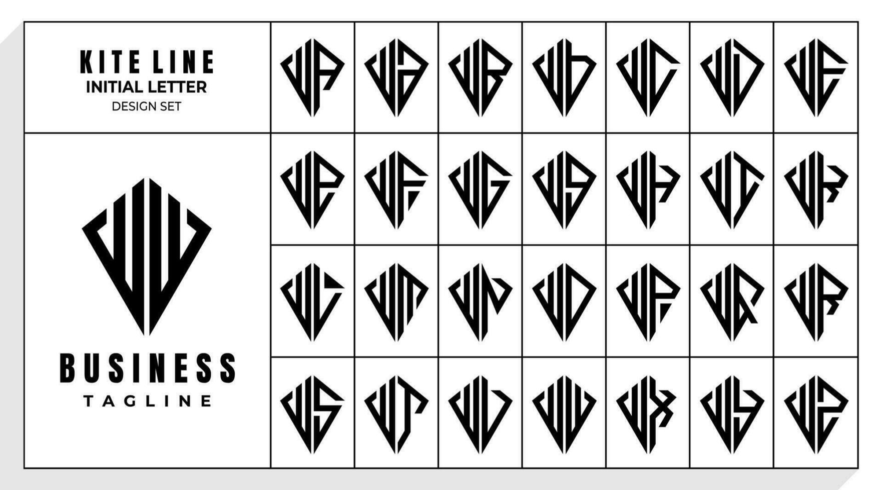 conjunto do abstrato linha pipa carta W ww logotipo Projeto vetor