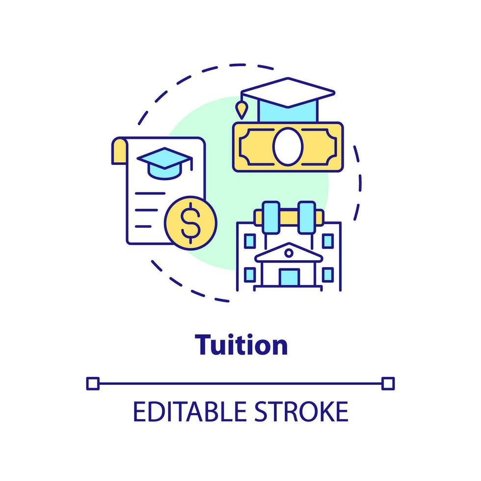 2d editável taxa escolar fino linha ícone conceito, isolado vetor, multicolorido ilustração representando Atlético bolsa de estudos. vetor