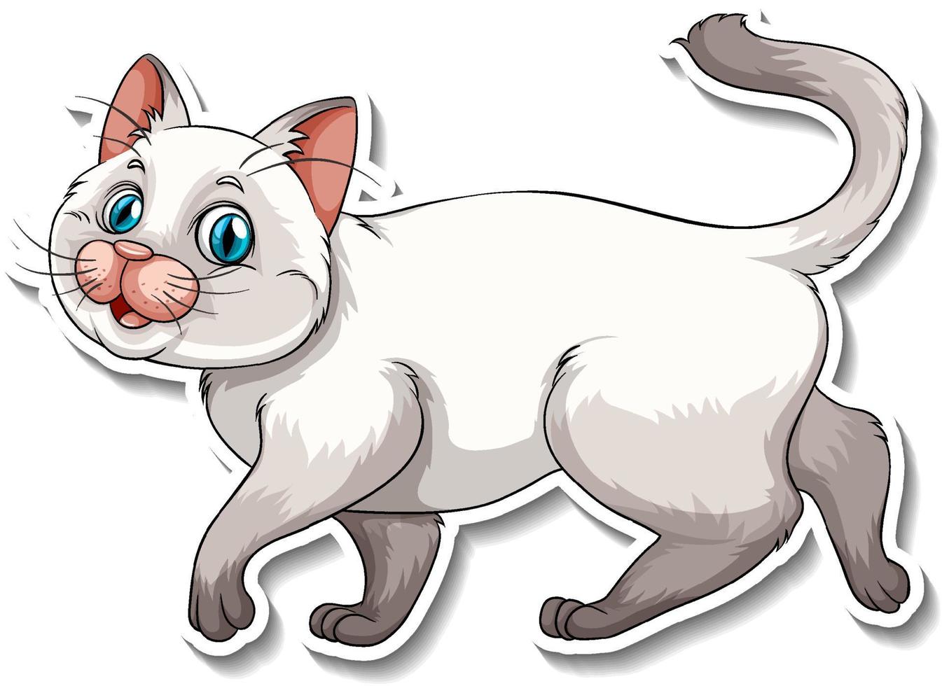 um modelo de adesivo de um personagem de desenho animado de gato vetor
