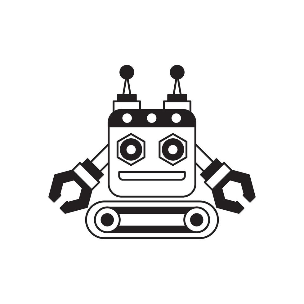 robôs delinear o ícone do vetor. ícone de robôs pretos de linha fina, ilustração de elemento simples de vetor plana do conceito de inteligência artificial editável isolado no fundo branco