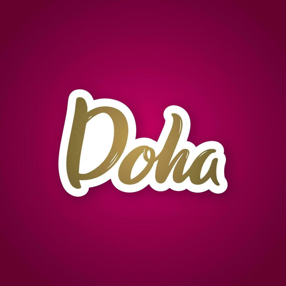 doha - mão desenhado letras frase. vetor