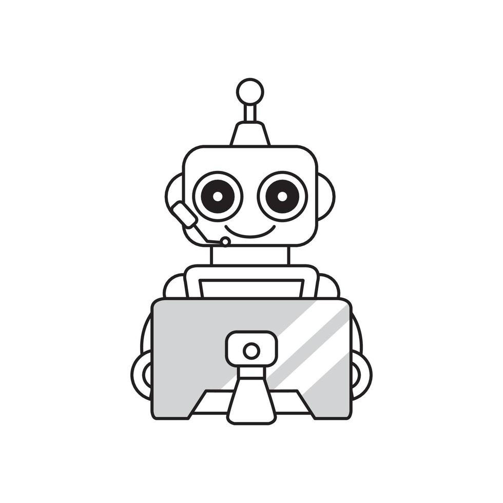 robôs delinear o ícone do vetor. ícone de robôs pretos de linha fina, ilustração de elemento simples de vetor plana do conceito de inteligência artificial editável isolado no fundo branco