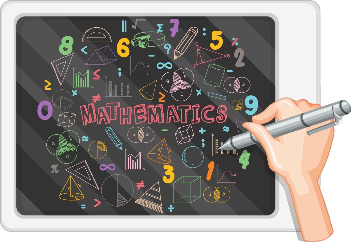 mão escrevendo fórmula matemática no quadro-negro vetor