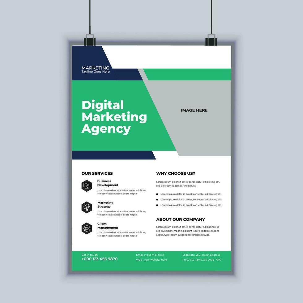 modelo de design de folheto de negócios para agência de marketing digital vetor