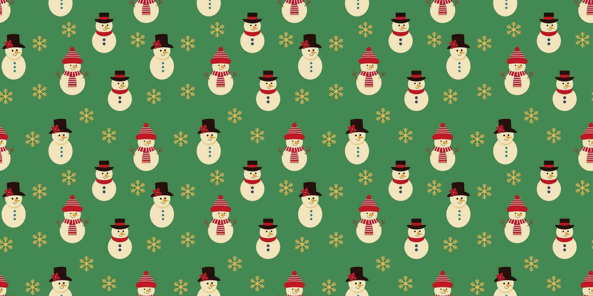 desatado padronizar com Natal fofa bonecos de neve dentro cachecol e chapéu plano estilo. papper para feriado natal e Novo ano. vetor