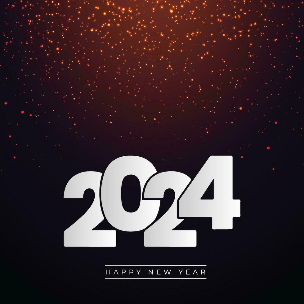 feliz Novo ano 2024 quadrado modelo com 3d suspensão número. cumprimento conceito para 2024 Novo ano celebração confete vetor