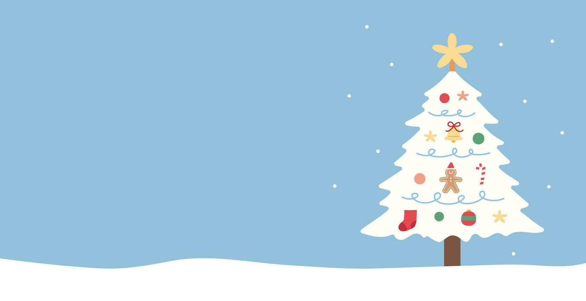 branco Natal árvore com neve panorama bandeira vetor