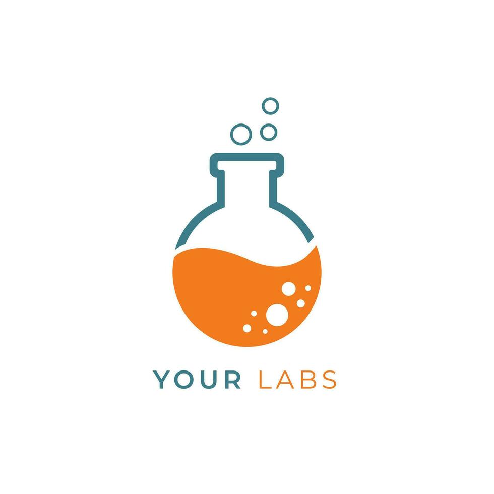 simples Duplo cor laboratório logotipo erlenmeyer objeto laboratório simples Ciência logotipo, considerar incorporando uma estilizado, limpar \ limpo e minimalista projeto, isolado de branco cor vetor