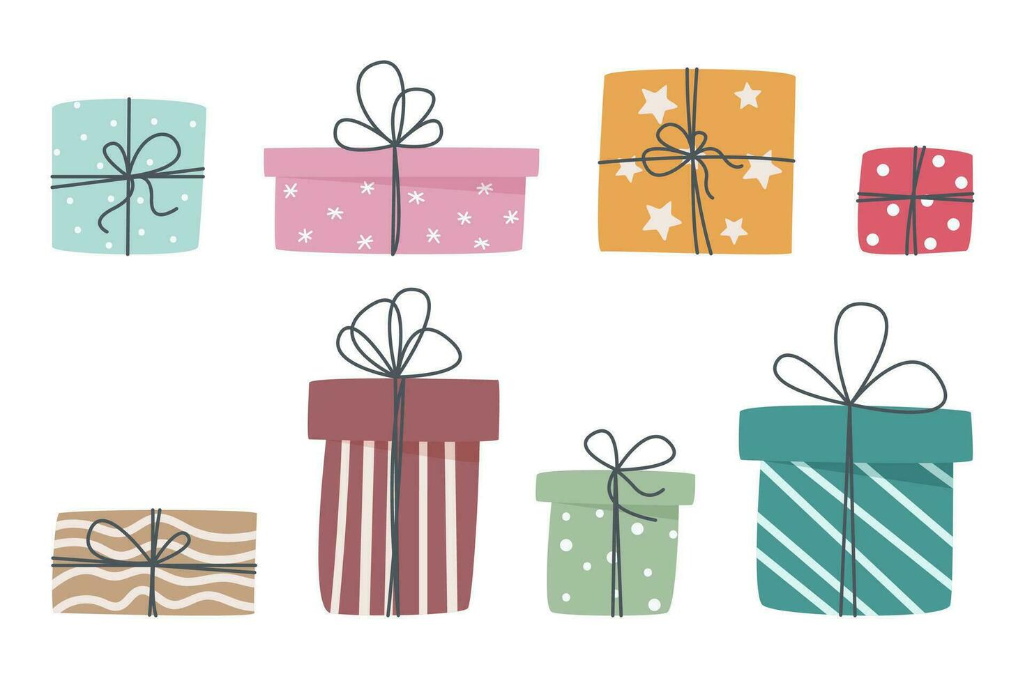 conjunto do Natal presentes, Novo ano presentes, presente caixas com fitas, vetor ilustração dentro plano estilo