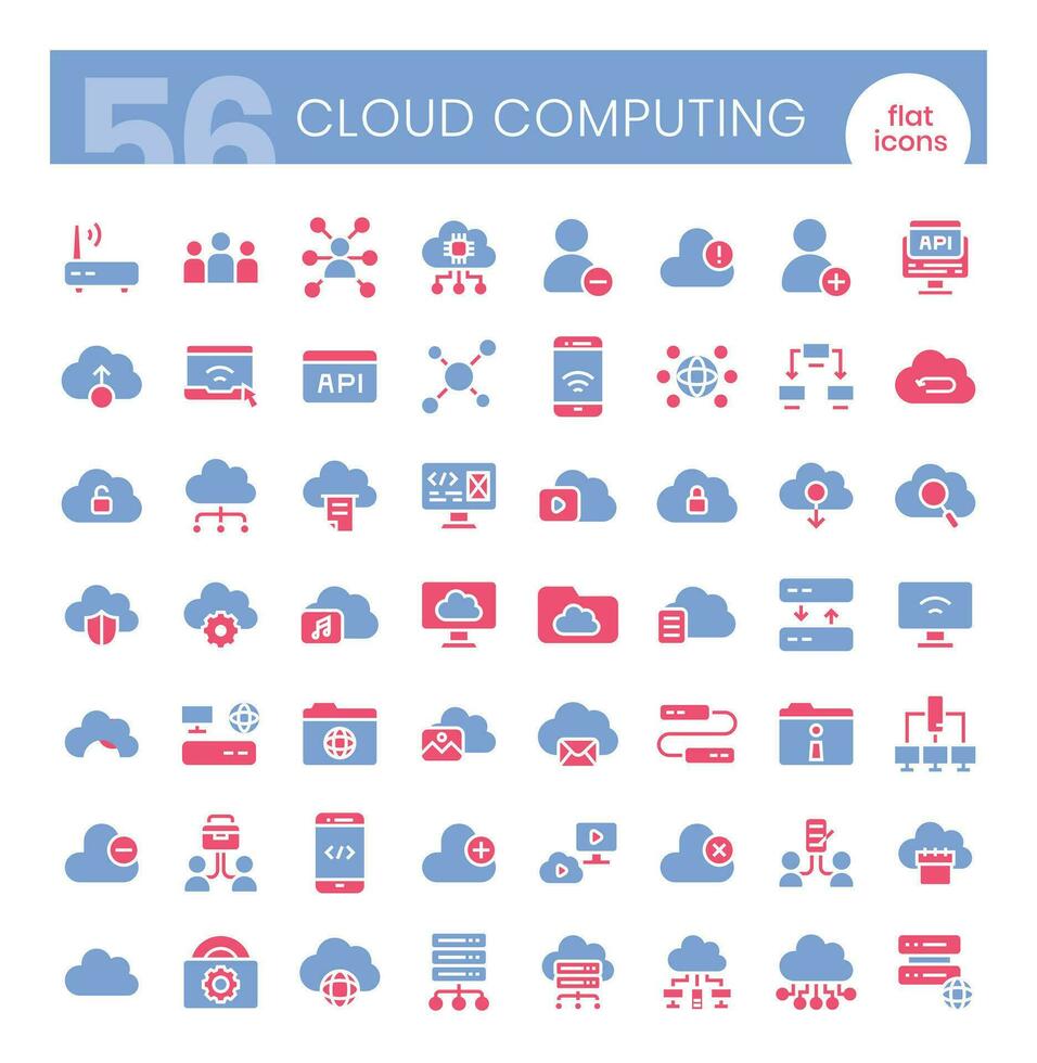 nuvem Informática ícones pacote.flat bicolor ícones estilo. vetor ilustração