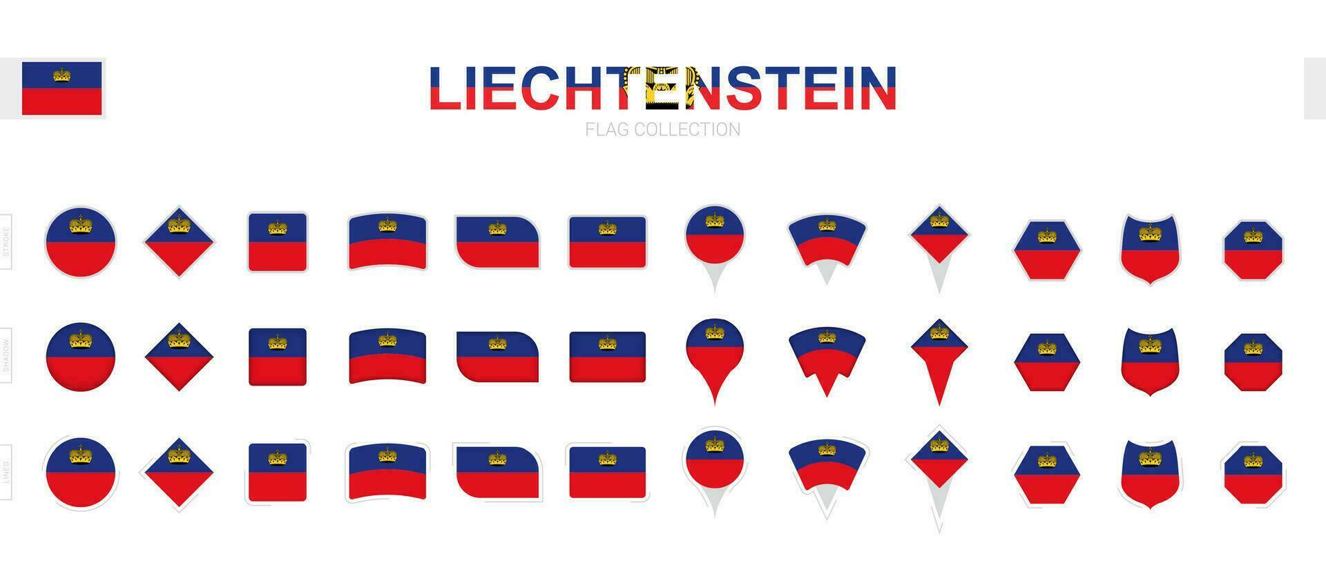 ampla coleção do liechtenstein bandeiras do vários formas e efeitos. vetor