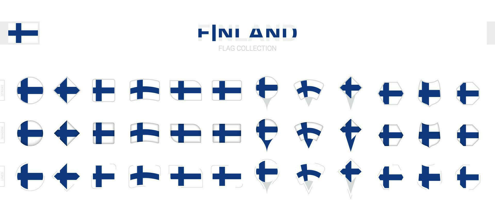 ampla coleção do Finlândia bandeiras do vários formas e efeitos. vetor