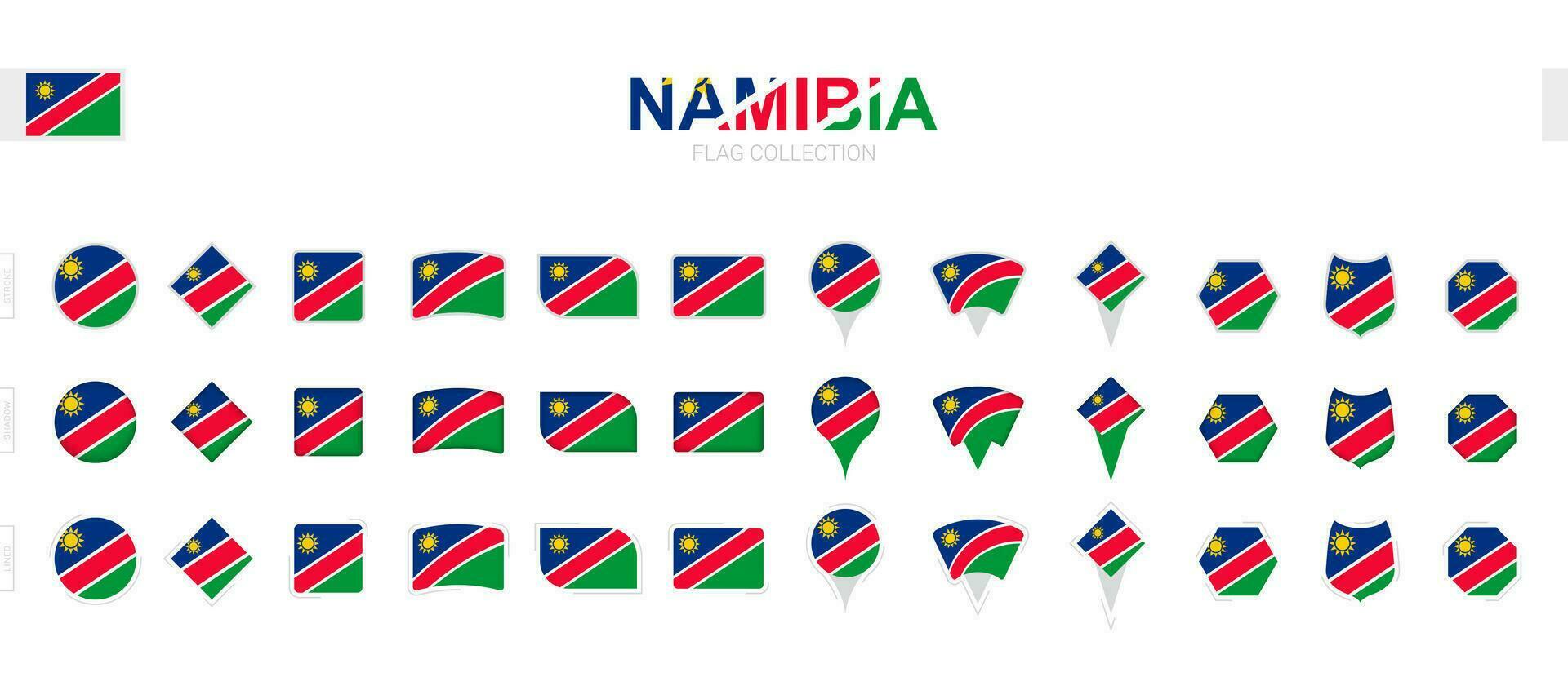 ampla coleção do Namíbia bandeiras do vários formas e efeitos. vetor