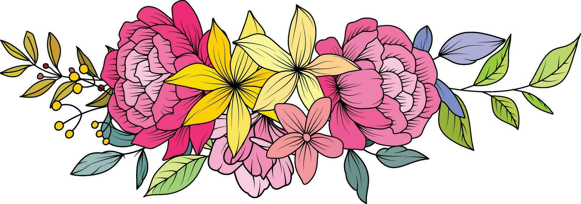 ramalhete do colorida flores conjunto para convite, cumprimento cartão, poster, quadro, casamento, decoração vetor