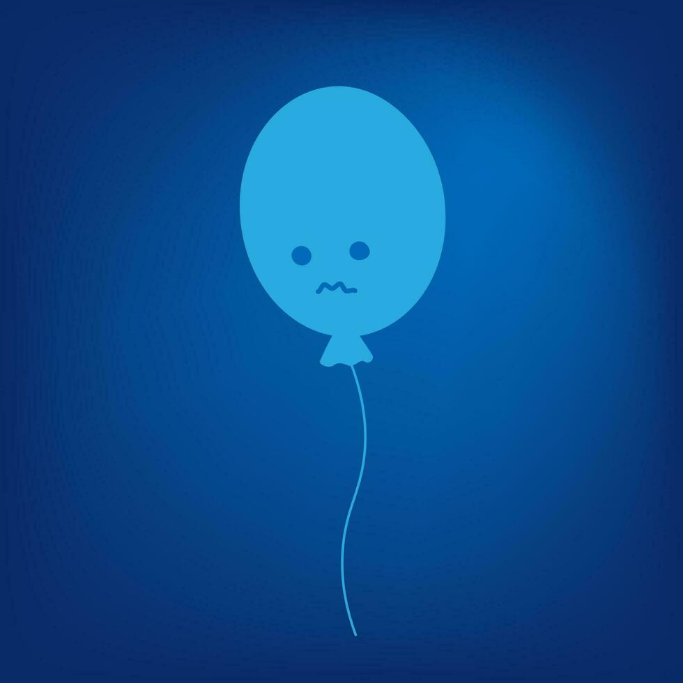 balão com uma triste emoticon em a iluminado fundo dentro na moda monocromático azul. azul Segunda-feira dia vetor