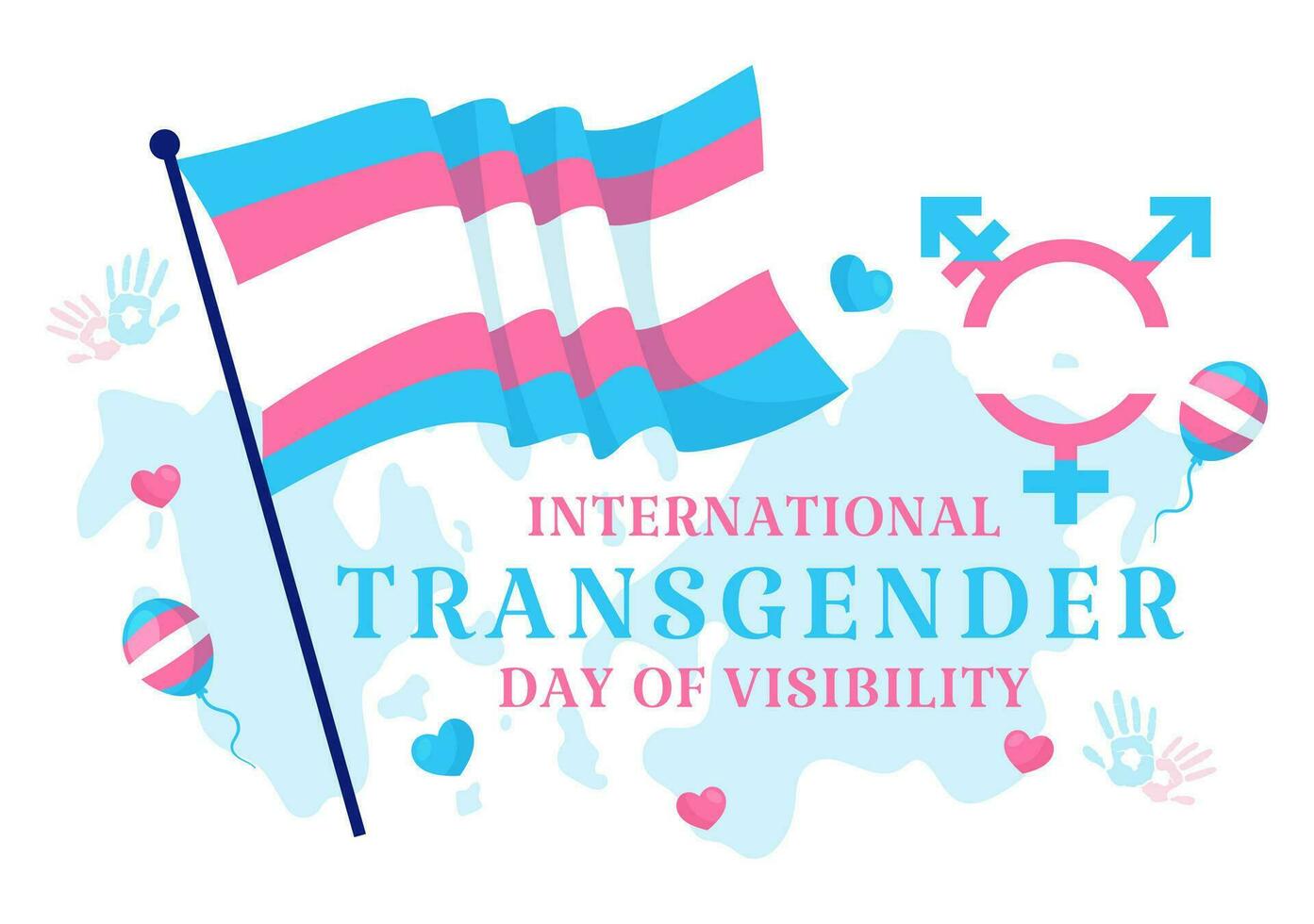 internacional transgêneros dia do visibilidade vetor ilustração em marcha 31 com transexuais orgulho bandeiras e símbolo dentro celebração plano fundo