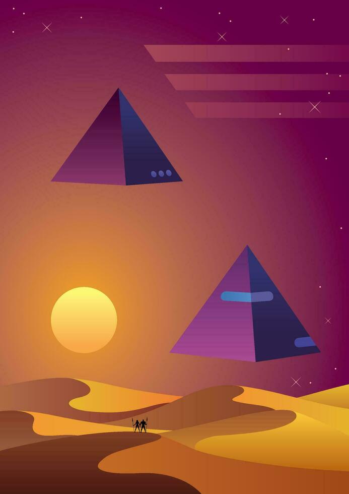 synthwave deserto fundo vetor