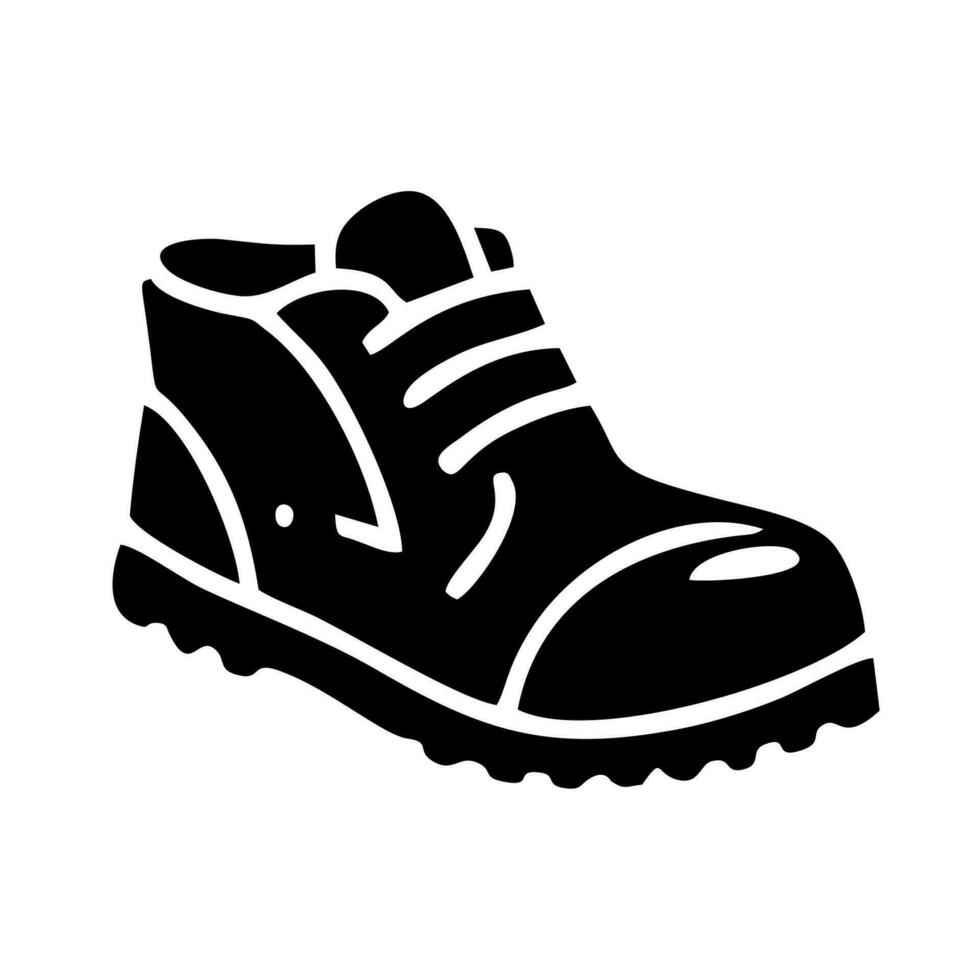 caminhada moderno militares bota ícone. Preto sapato símbolo em branco fundo. vetor ilustração