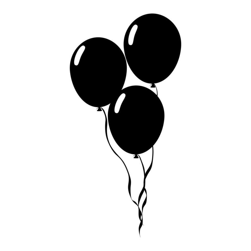 balões isolado ícone em branco fundo. Preto silhueta balões. plano estilo vetor ilustração