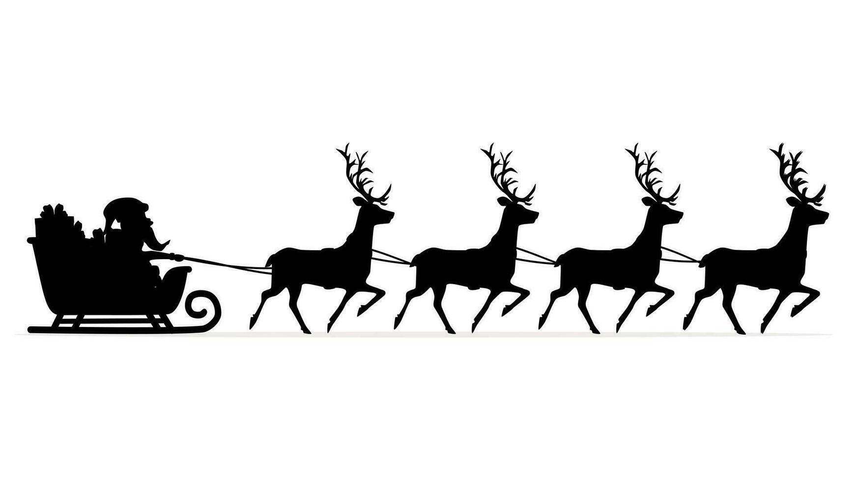 silhueta do santa claus com rena e presentes Natal temporada. vetor ilustração