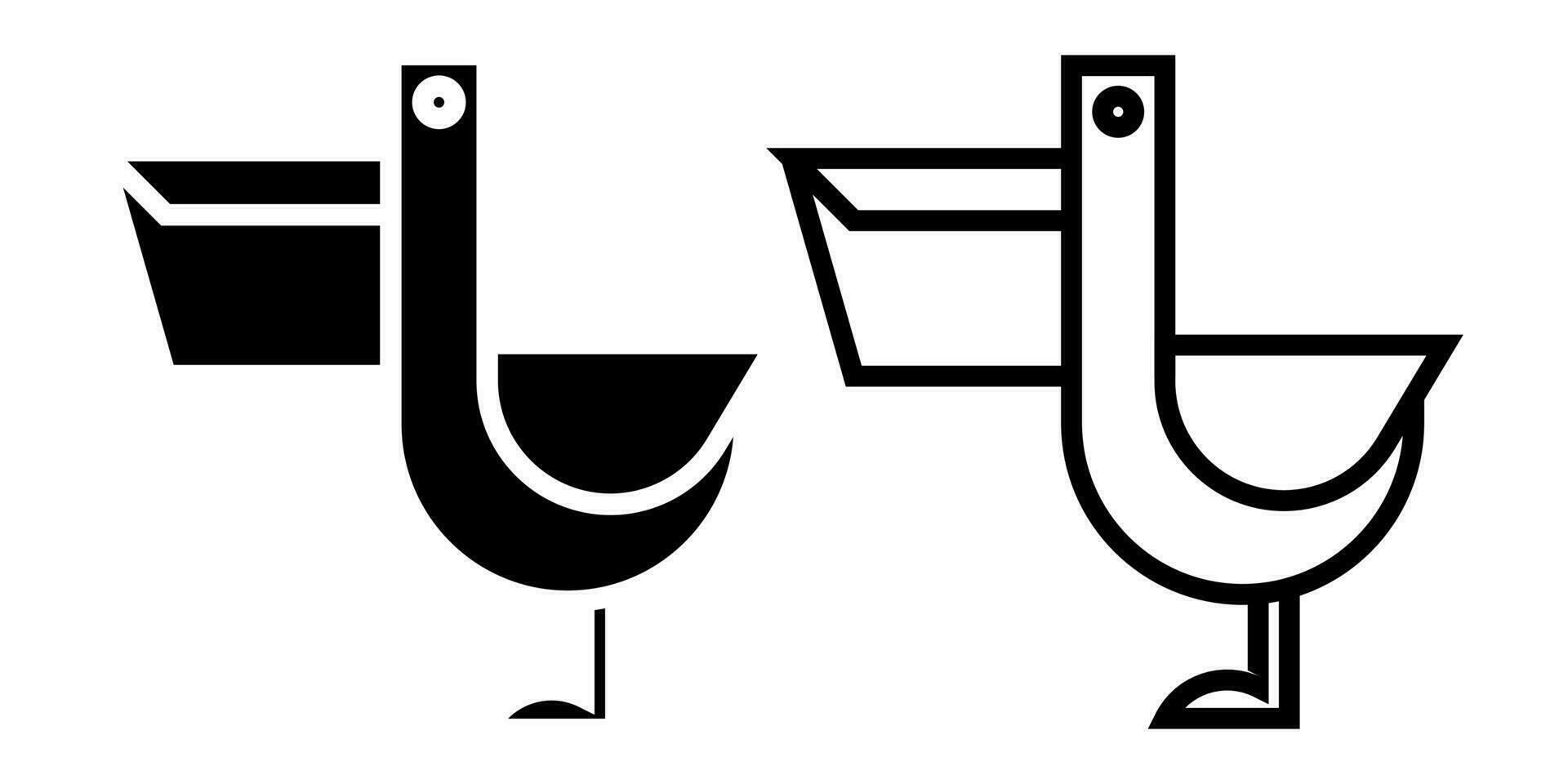 pelicano ícone, sinal, ou símbolo dentro glifo e linha estilo isolado em transparente fundo. vetor ilustração