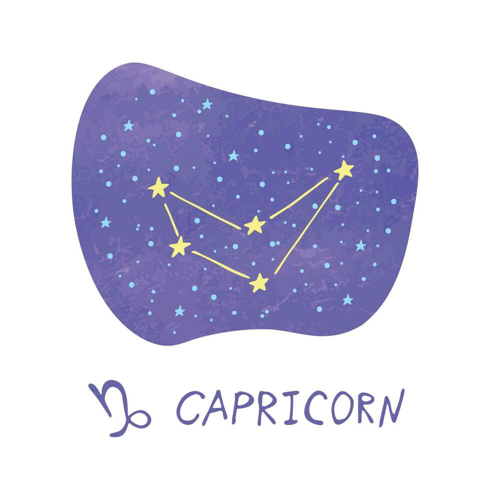 mão desenhada capricórnio signo do zodíaco símbolo esotérico doodle elemento de clipart astrologia para design vetor