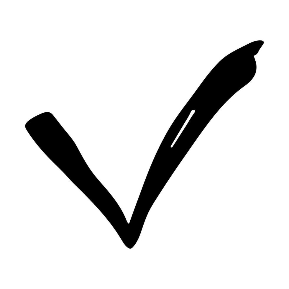 ilustração de marca de seleção desenhada de mão. clipart de sinal direito do marcador. caixa de seleção de rabisco de tinta. elemento único vetor