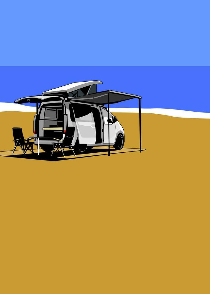 micro Van de campista ilustração vetor Projeto