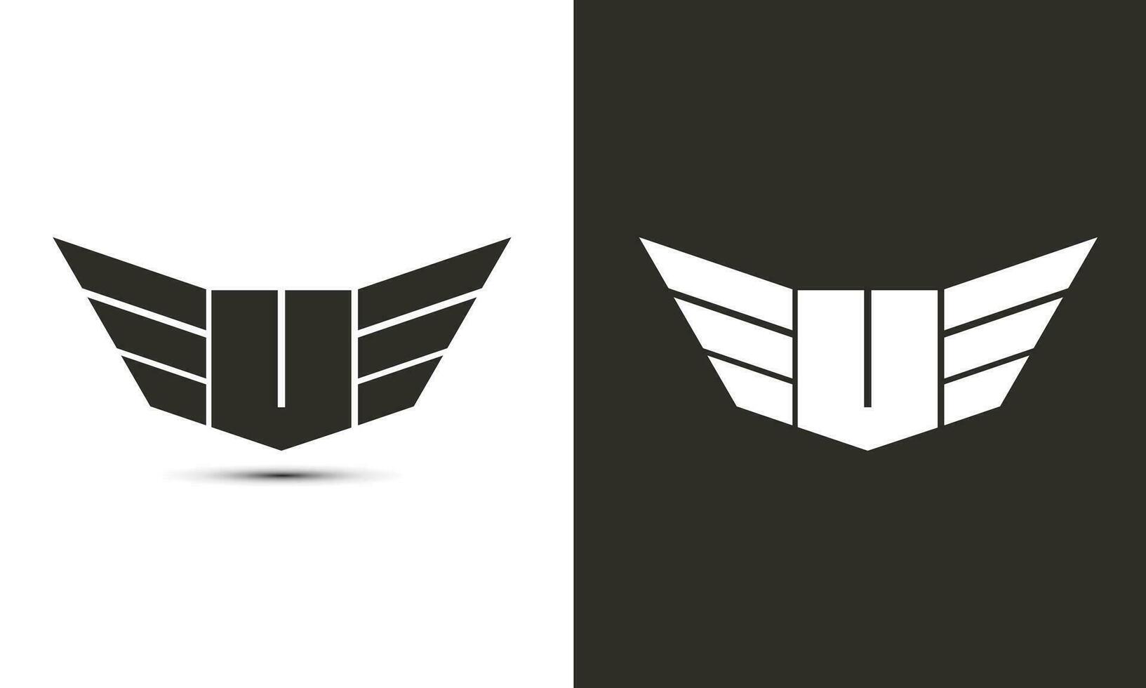 você logotipo dentro Preto e branco cor com asas e escudo vetor