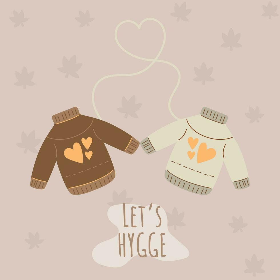 par do inverno blusas hygge Tempo conceito modelo vetor ilustração