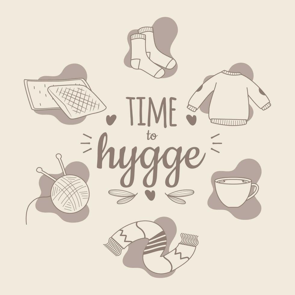 Tempo para hygge conceito modelo com inverno sazonal Itens vetor ilustração